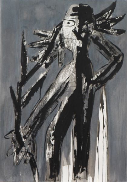 Broken Lily, 2007, Acrylic Ink on paper, 100x71cm